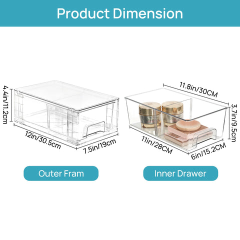 Vtopmart clear acrylic drawer organizers with handles for tidy kitchen counters.