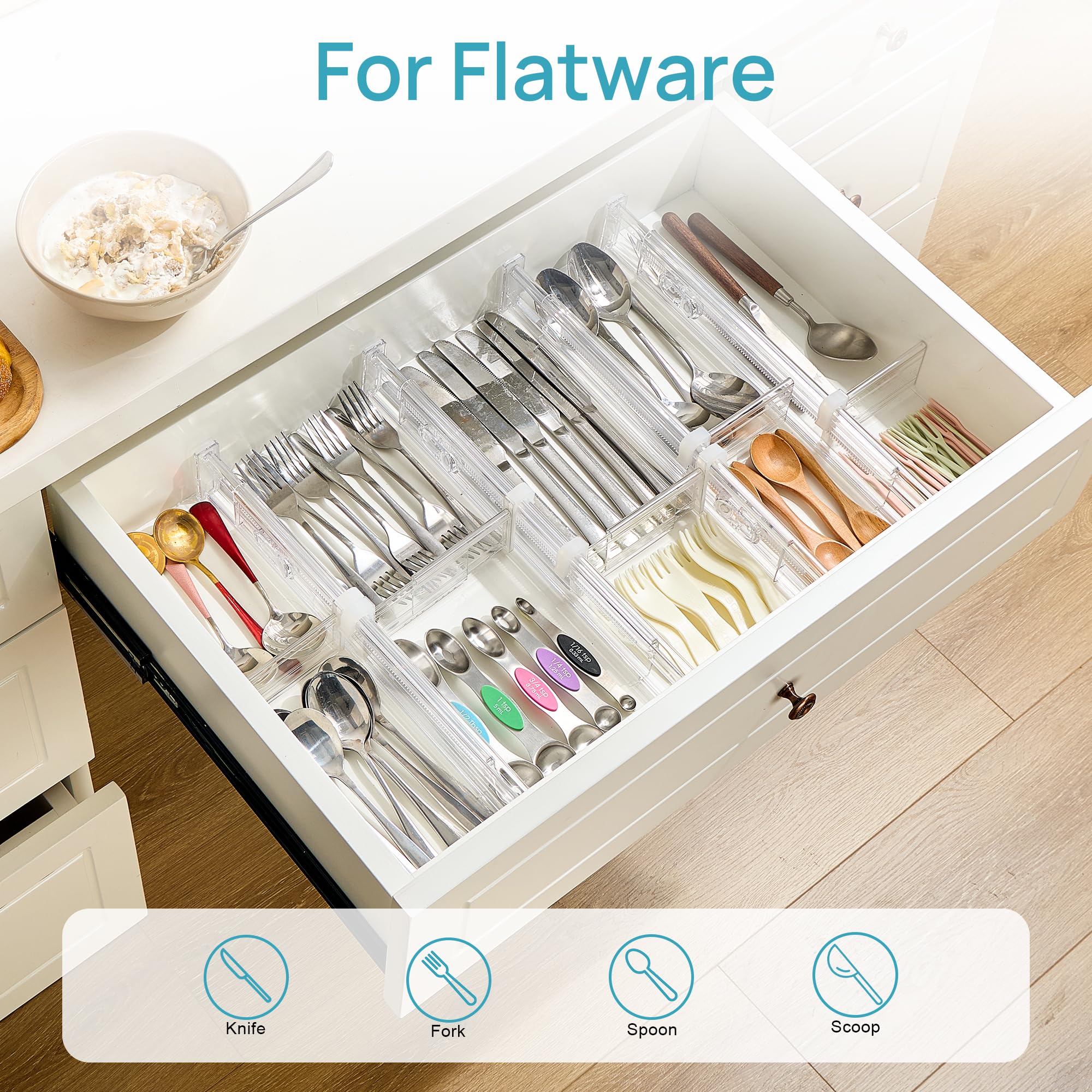 Vtopmart clear plastic divider offers quick visibility of contents.