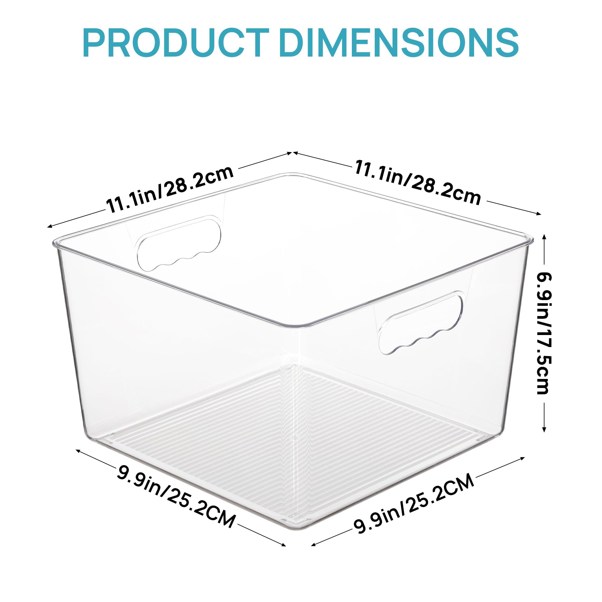 Vtopmart clear square bin side view showing visibility and accessibility