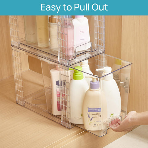 Vtopmart drawers inside cabinet keeping bathroom items neatly visible
