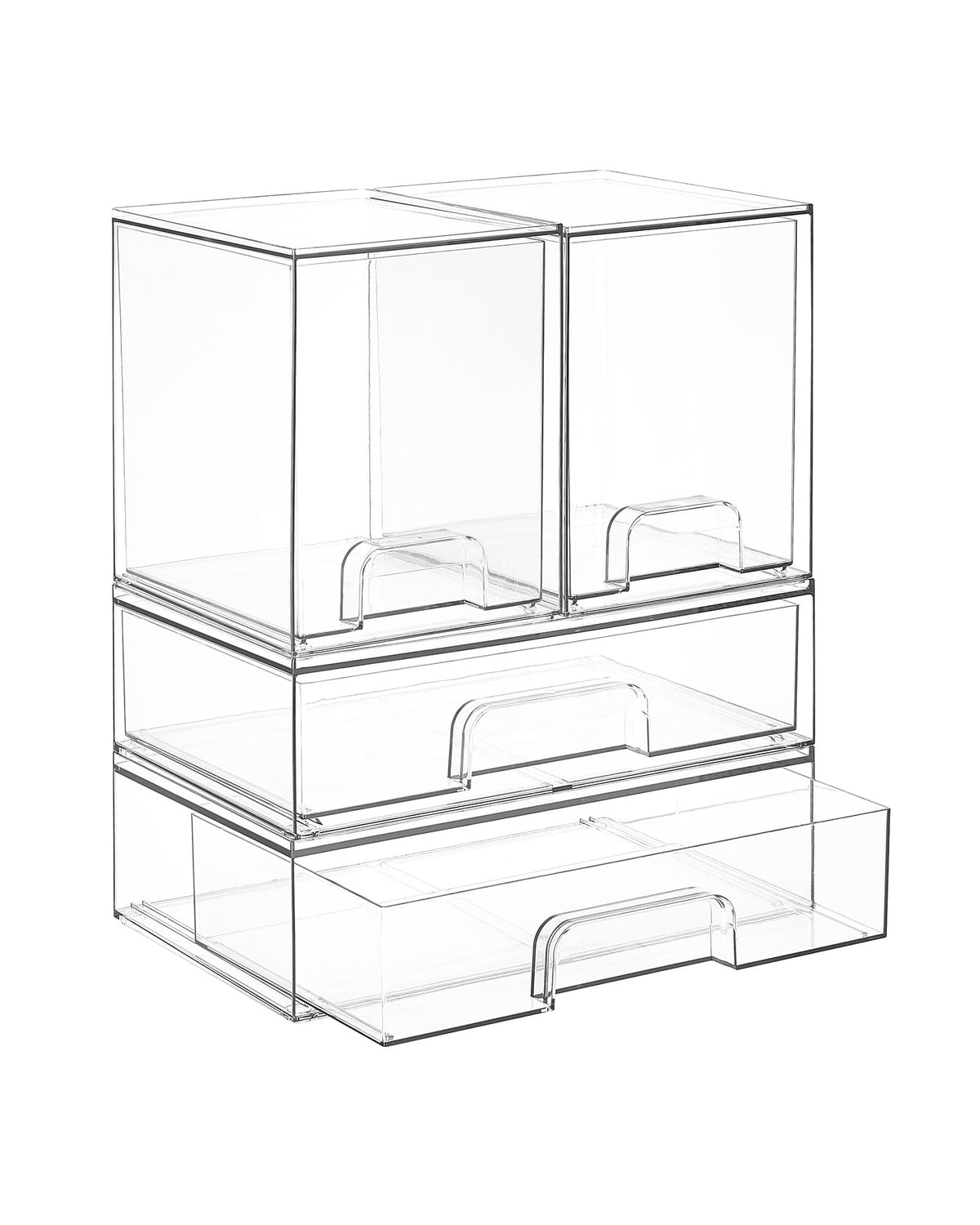 Vtopmart clear stackable drawers front view for compact vanity organization.