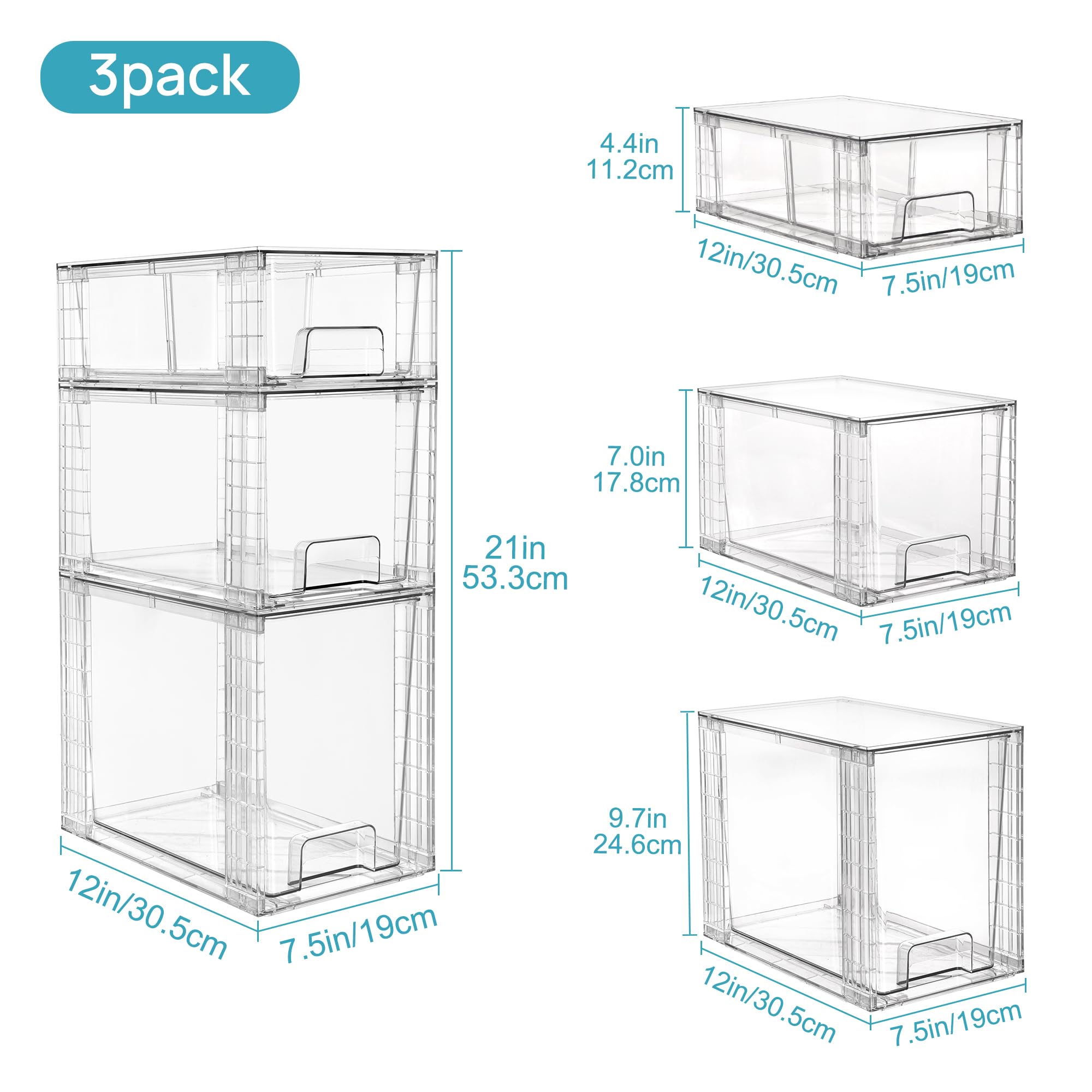Vtopmart clear drawer with sliding rails enables quick access.
