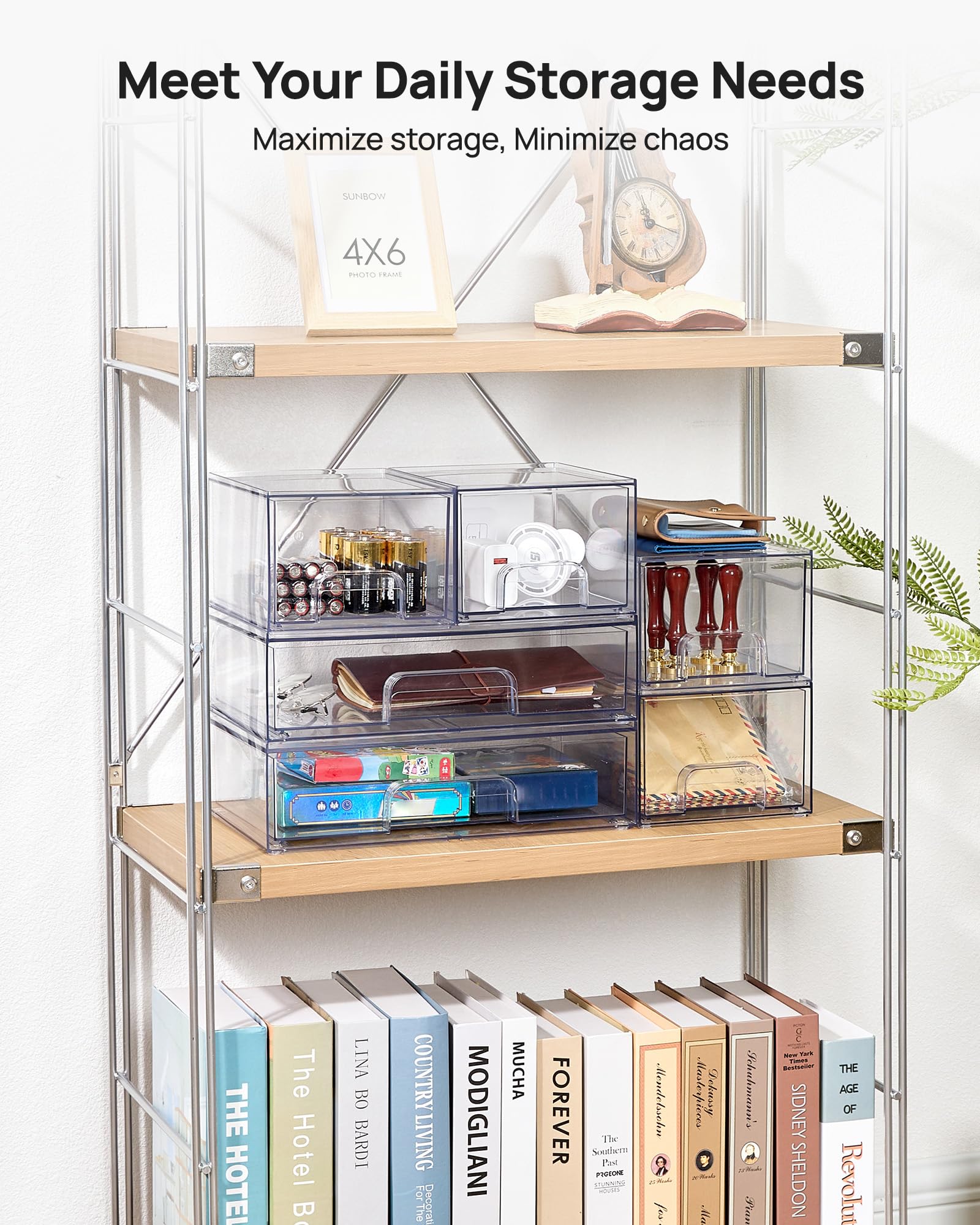 Vtopmart clear vanity drawers displaying cosmetics organization and visibility.