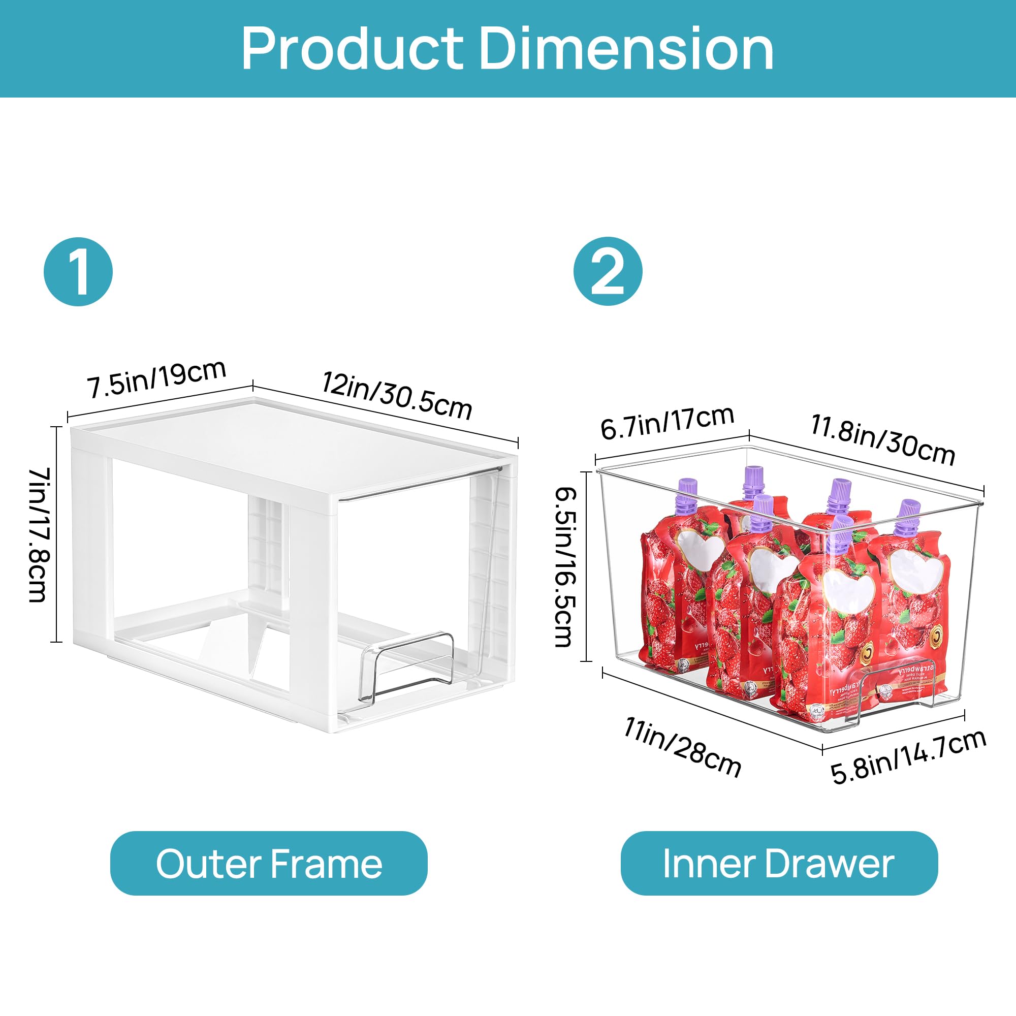 Vtopmart clear acrylic drawers offer visible storage for quick access.