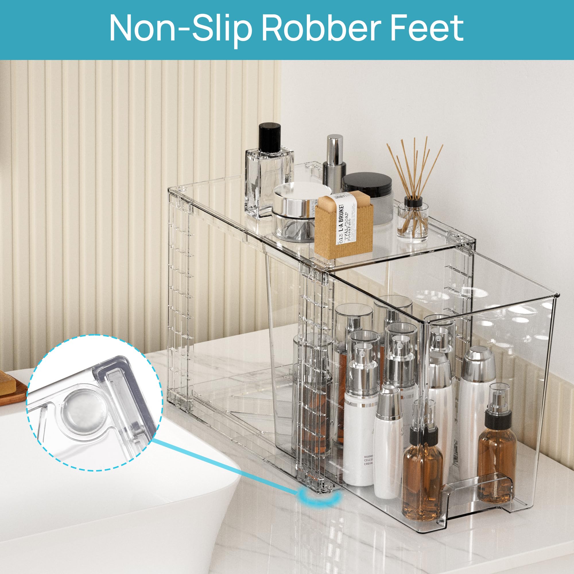Vtopmart drawers with built-in handles for smooth pulling.