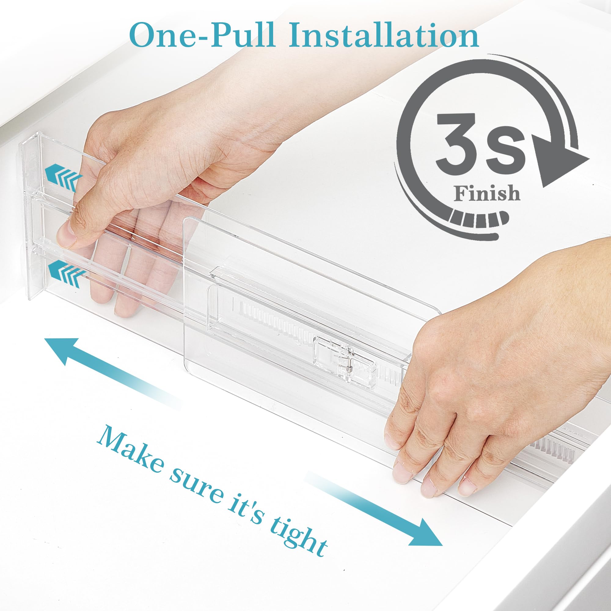 Vtopmart clear plastic divider provides sturdy, see-through organization.