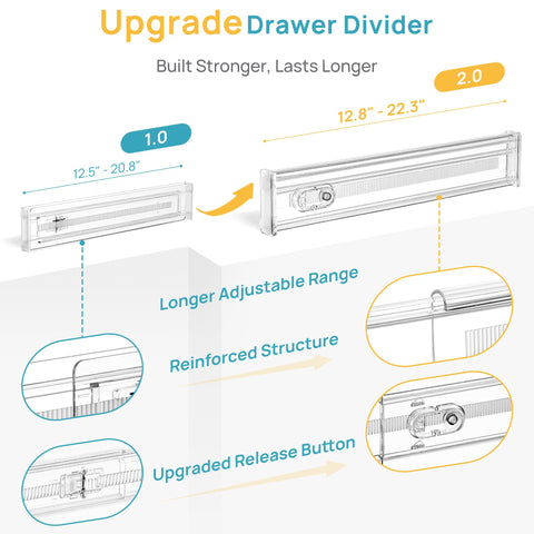Vtopmart drawer divider compact thickness maximizes space efficiency.