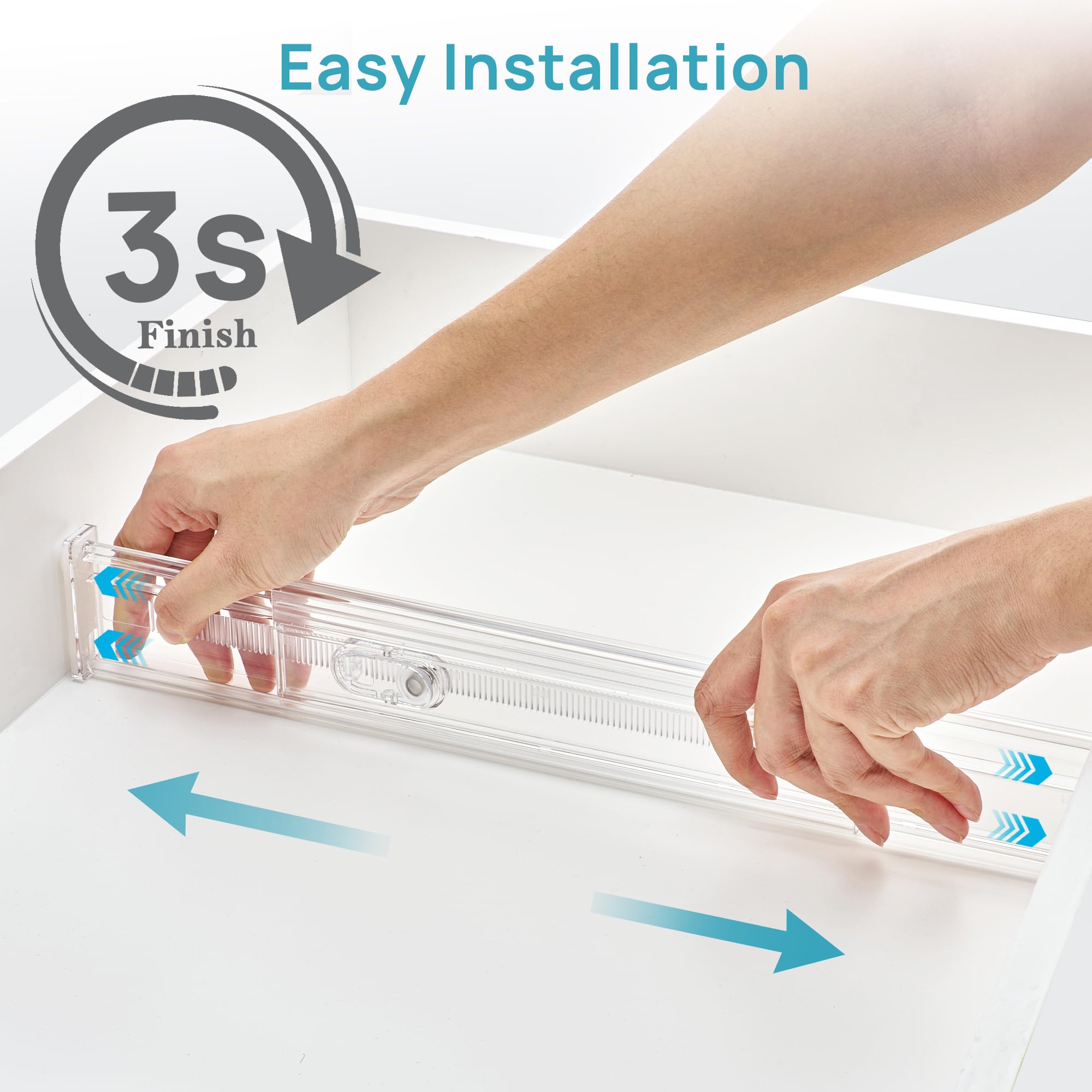 Vtopmart drawer divider silicone buffer protects drawers from scratches.