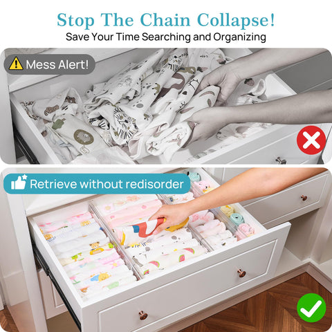 Vtopmart drawer divider with smoothed edges prevents drawer snags.
