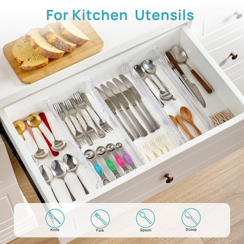 Vtopmart drawer divider spring lock ensures secure, bounce-free placement.