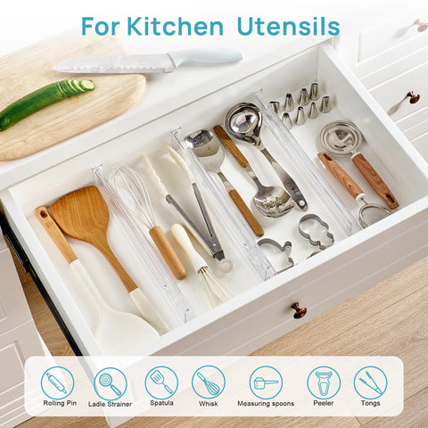 Vtopmart drawer divider transparent material showcases sturdy construction and clarity.