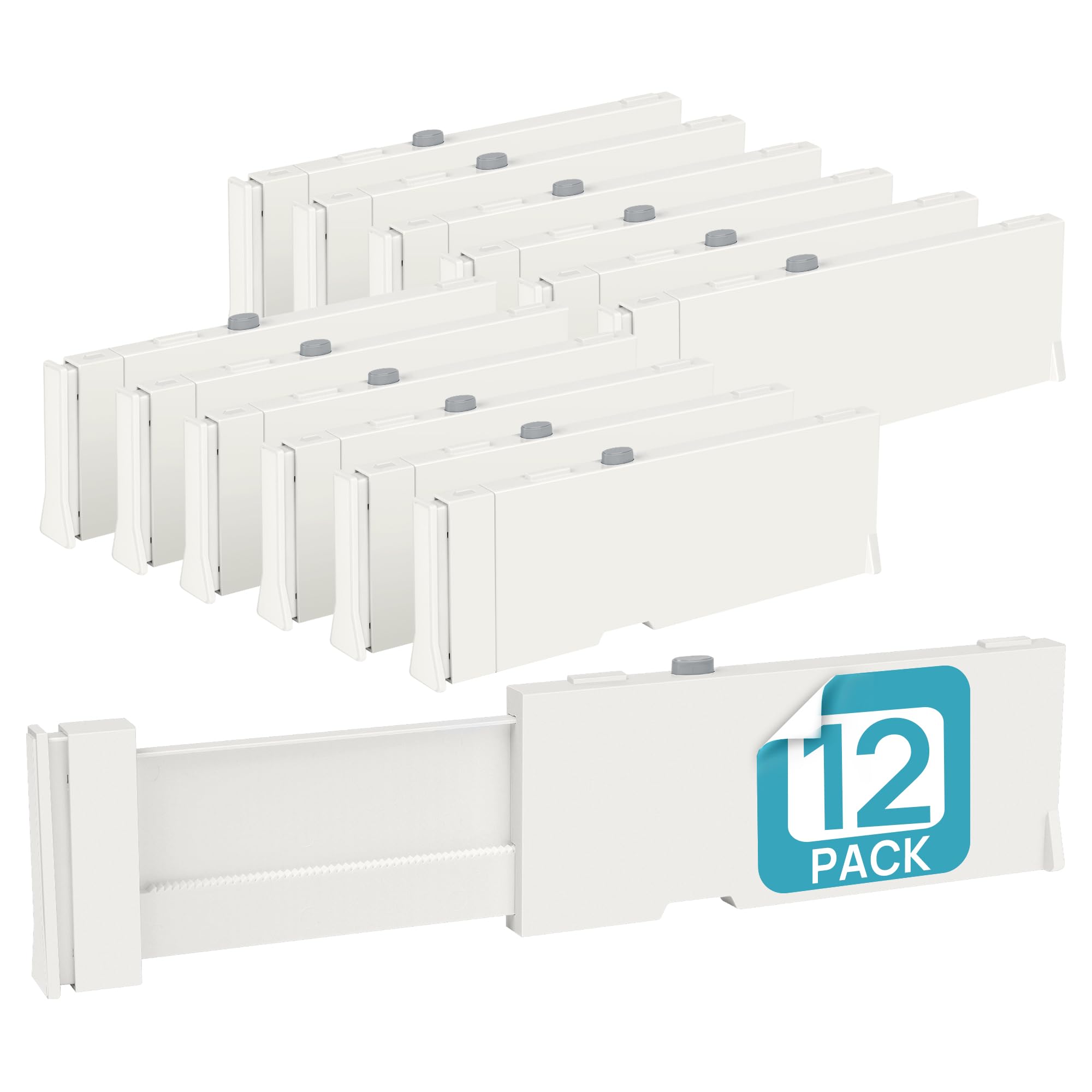 Vtopmart drawer dividers extendable 11.3-17 inches for flexible organization.