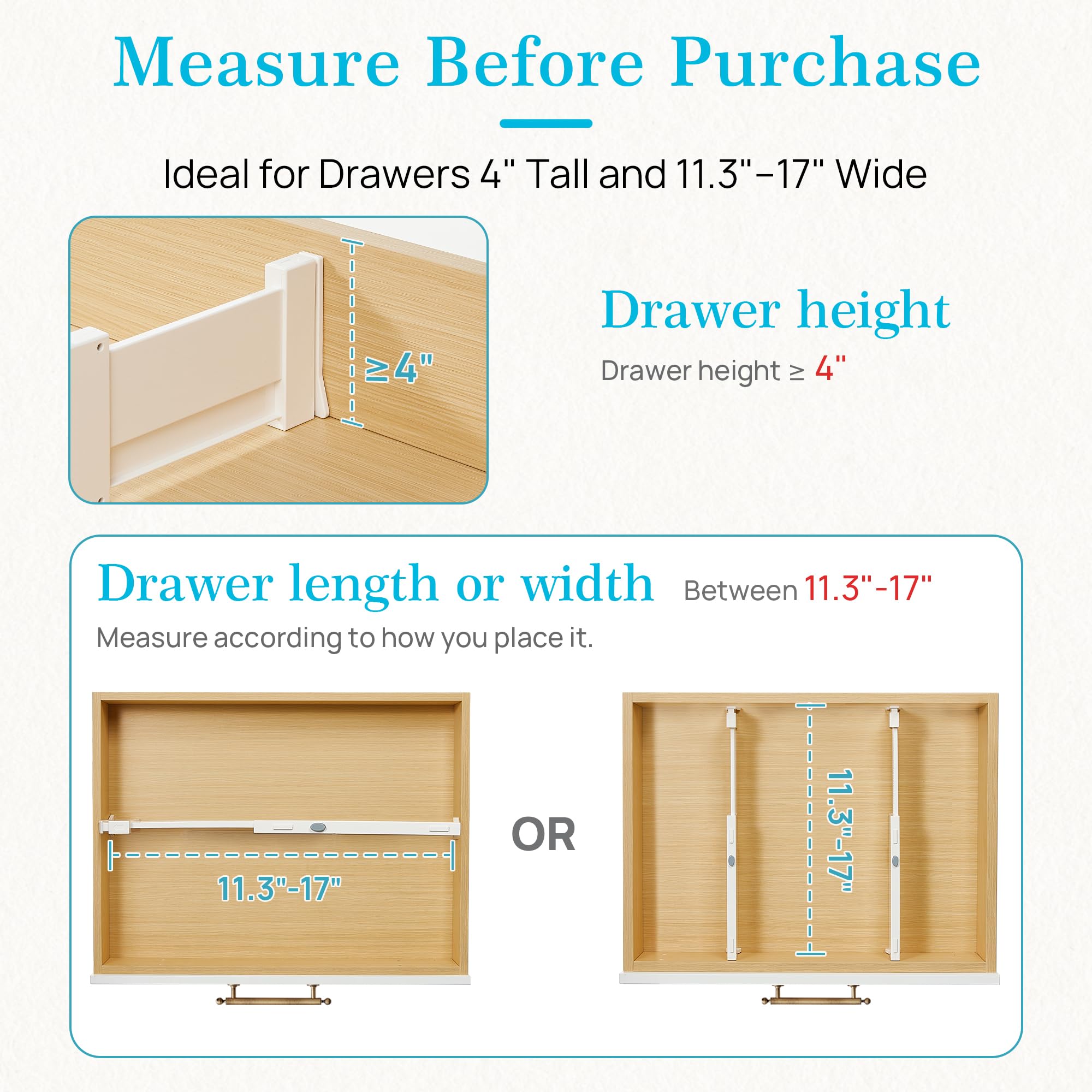 Vtopmart divider set quick-install design with spring tension.