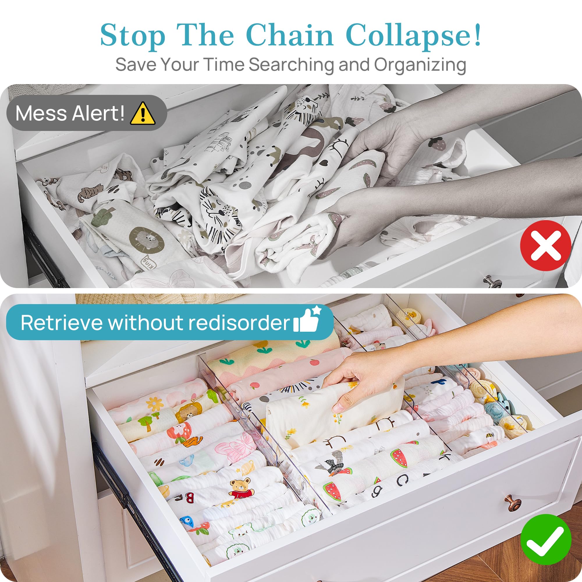 Vtopmart multipurpose dividers suit cosmetics and toiletries for tidy drawers.