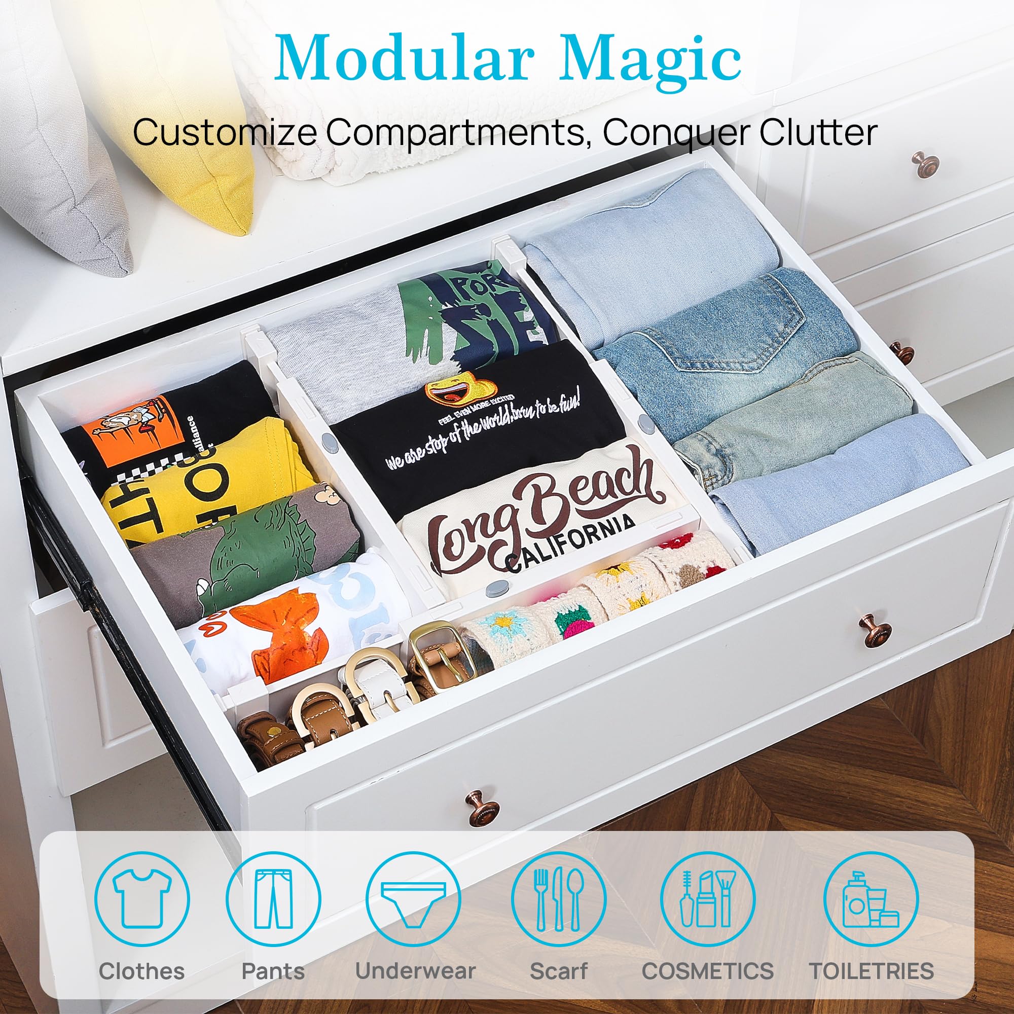 Vtopmart stackable drawer dividers for deep drawers