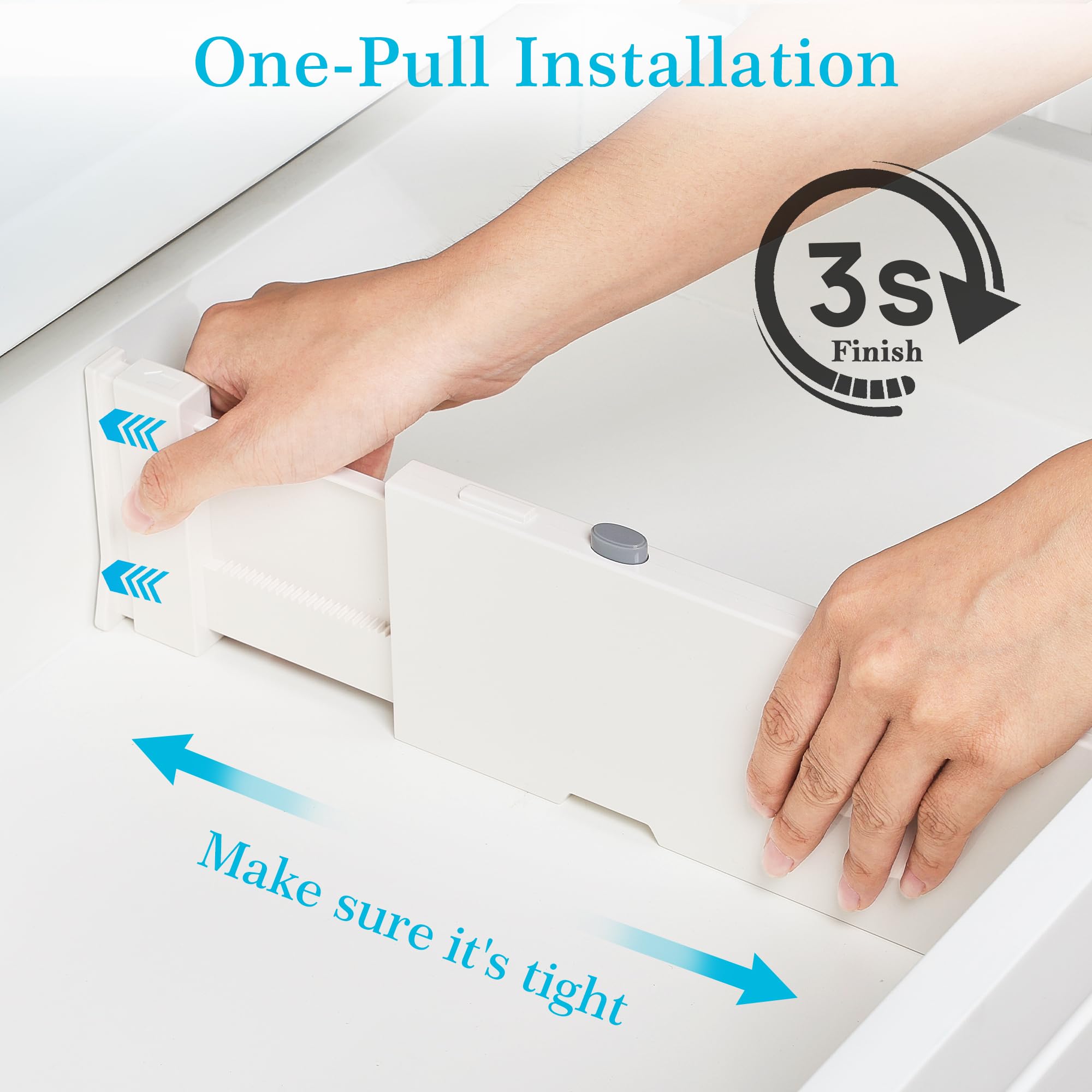 Vtopmart drawer dividers with silicone pads guarding drawer walls.