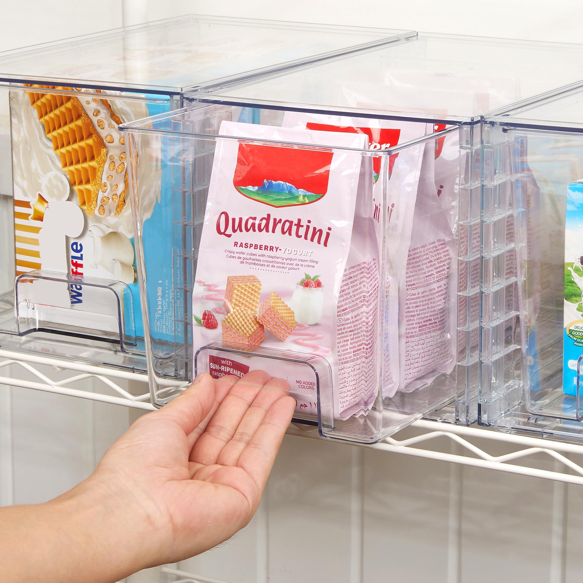 Vtopmart durable BPA-free transparent plastic bins show contents clearly