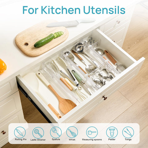 Vtopmart drawer divider installs easily and stays secure with silicone friction.