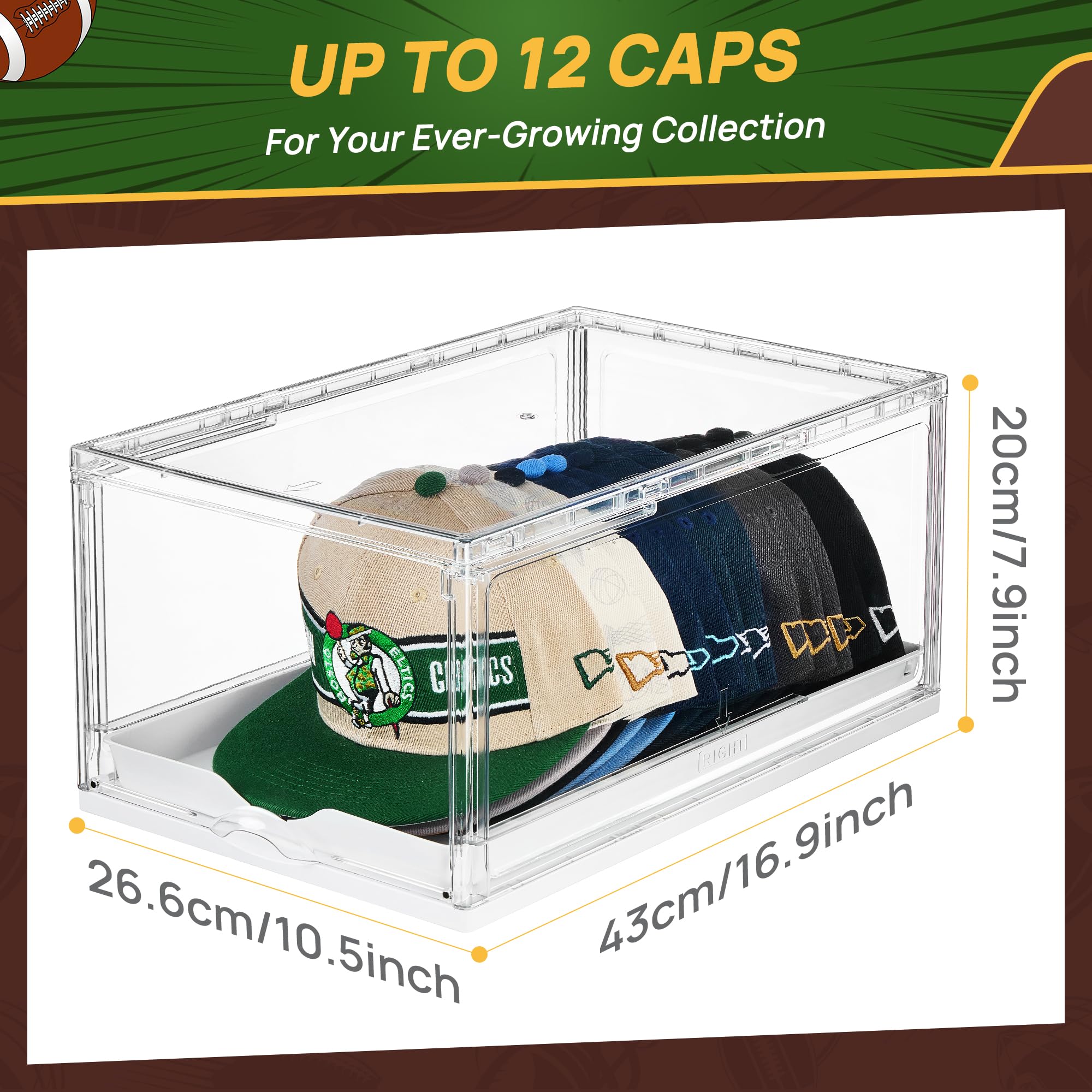 Vtopmart transparent hat box with drawer offers quick content visibility.