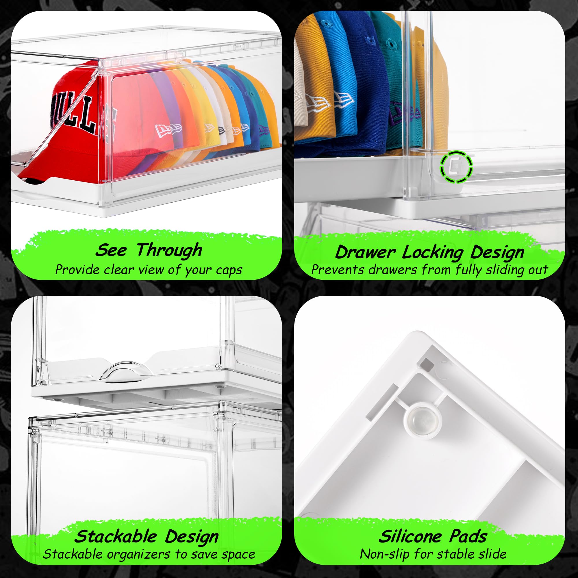 Vtopmart clear display keeps your cap collection visible and ready.