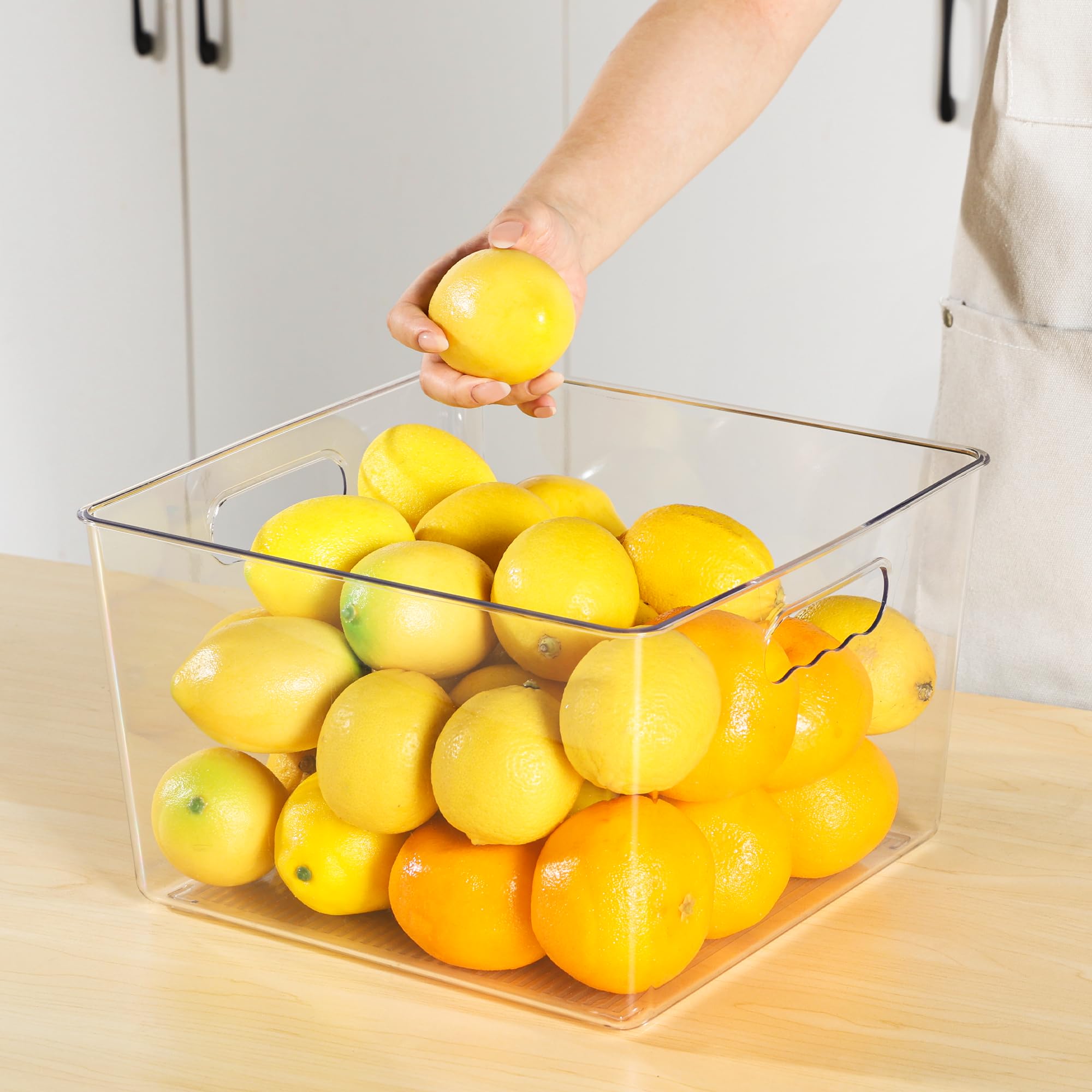 Vtopmart kitchen pantry organization bin for fridge shelves and cabinets
