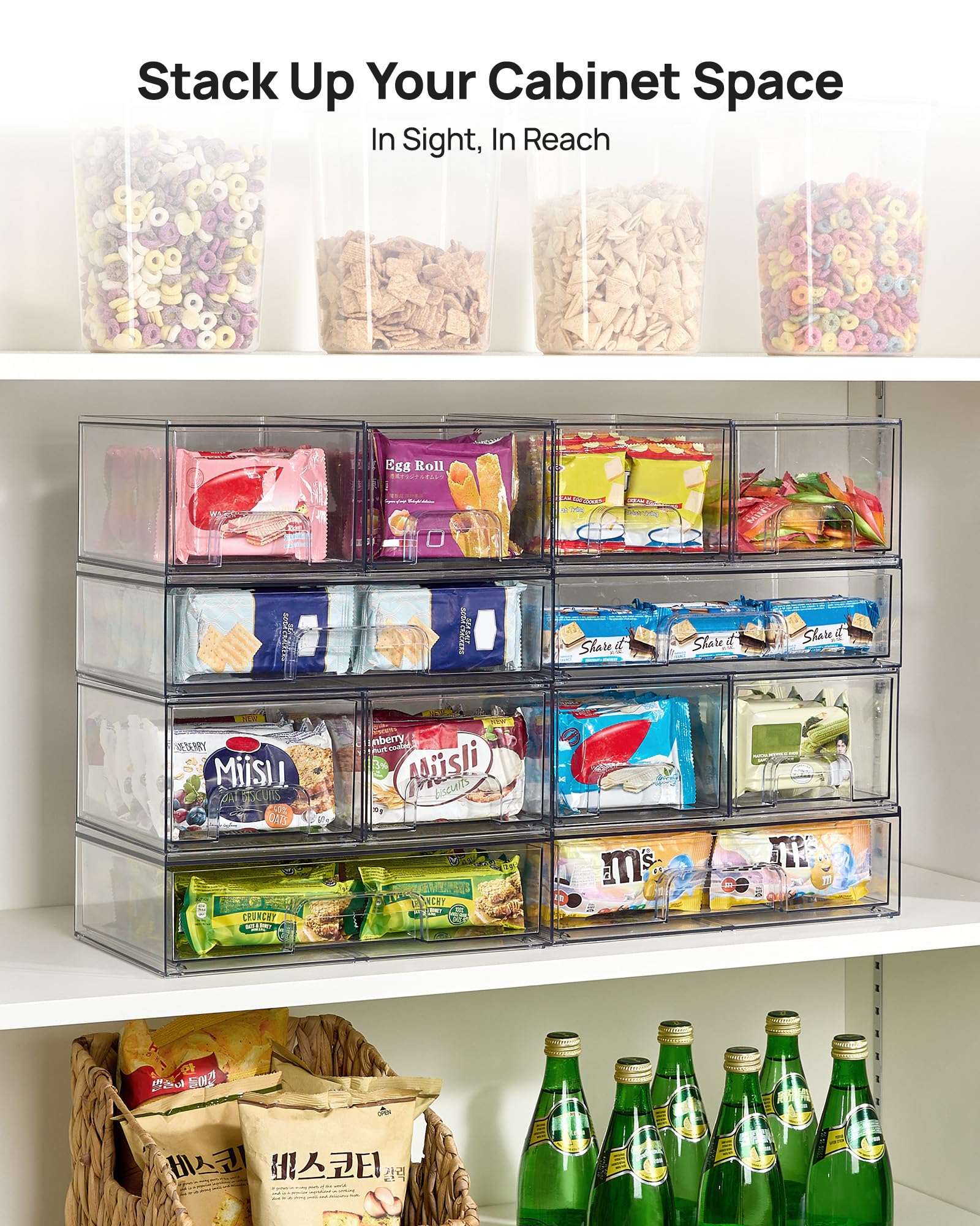 Vtopmart multi-purpose bins suit pantry and cabinet storage efficiently