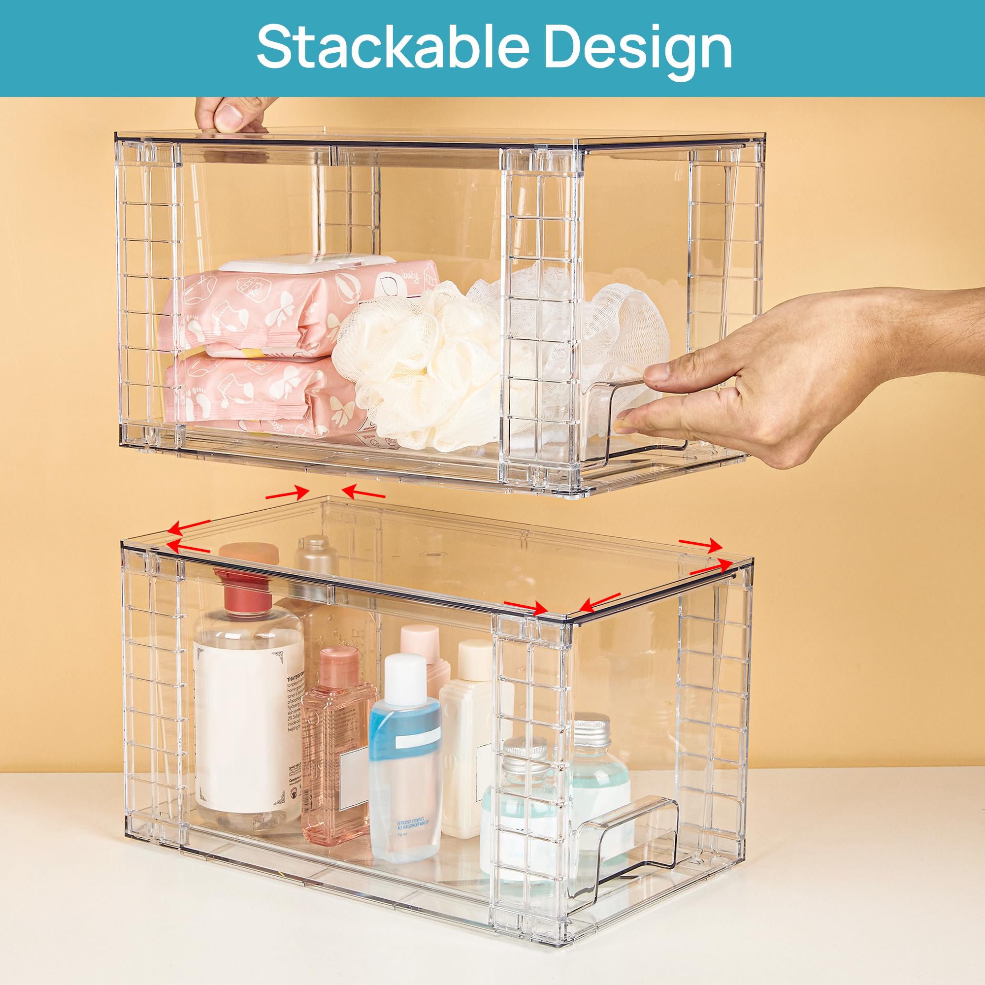 Vtopmart clear acrylic drawer with handles offering smooth slides and stable storage