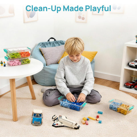 Vtopmart small storage bins fit pens, crayons, and stickers for quick classroom setup.