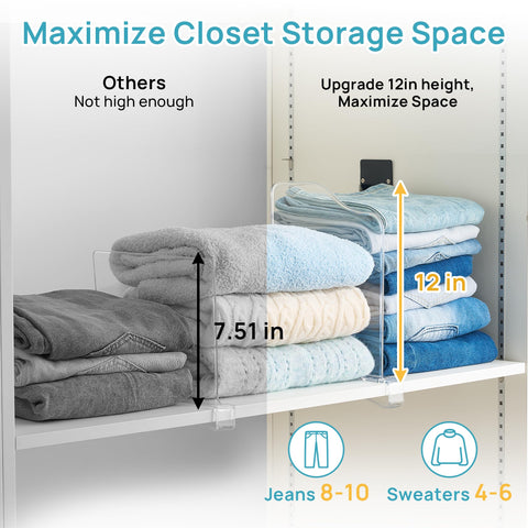 Vtopmart space saving dividers create neat sections across shelves.