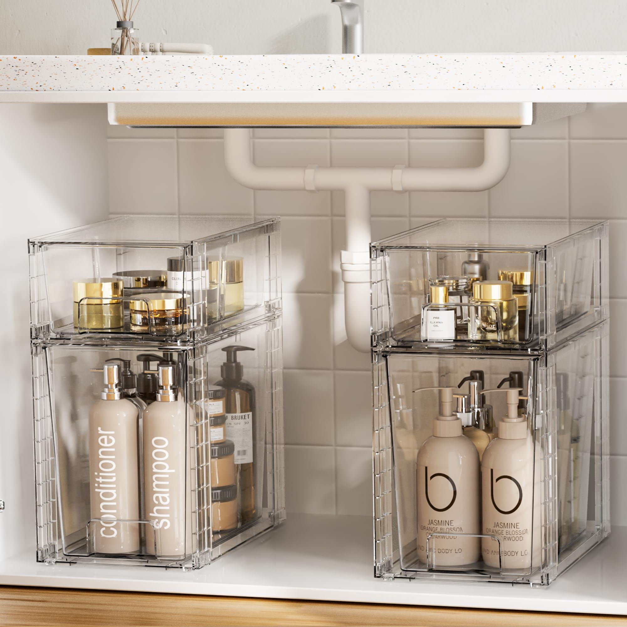 Vtopmart stackable design expands storage without clutter.