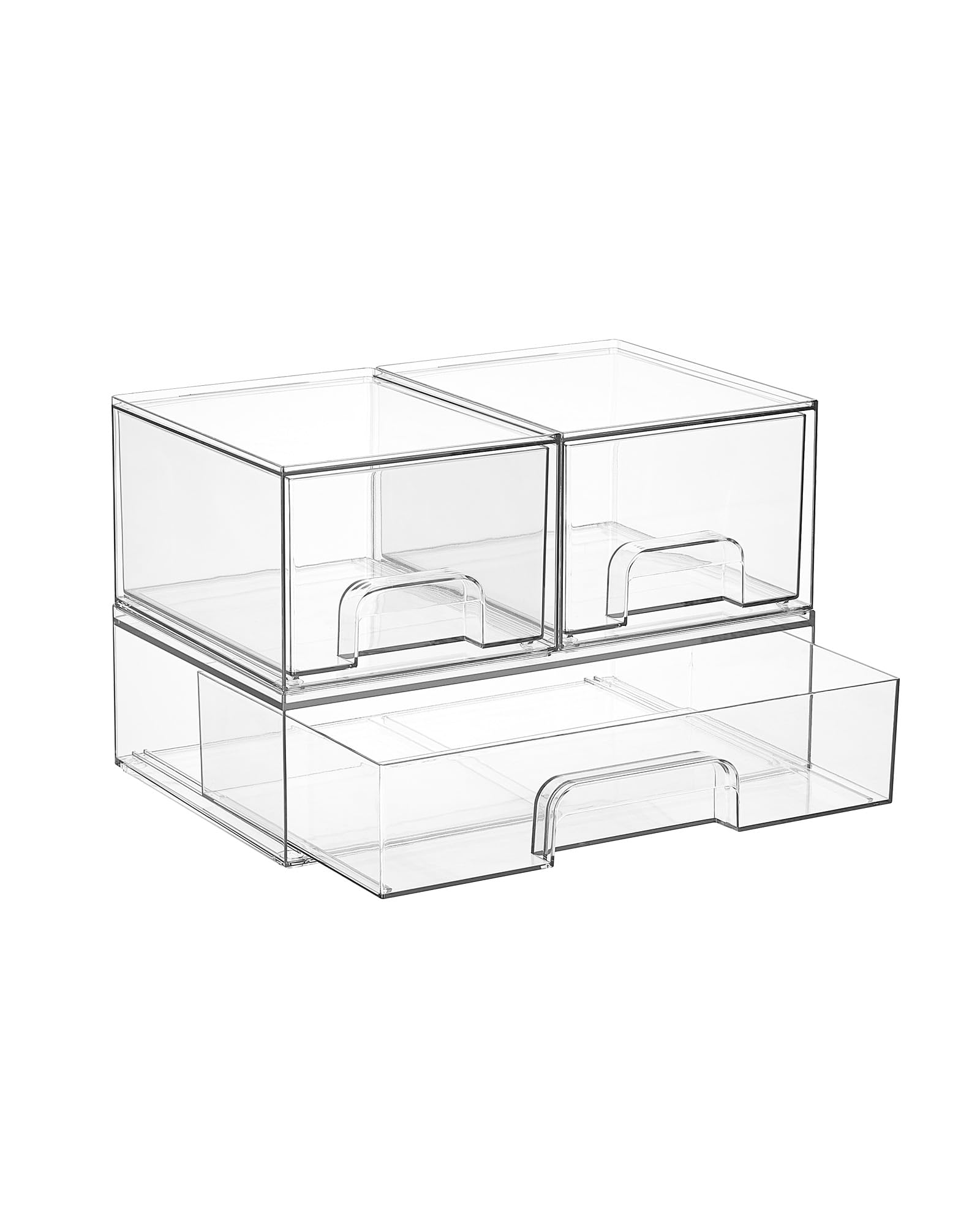 Vtopmart stackable drawers for cosmetics provide clear visibility on vanity