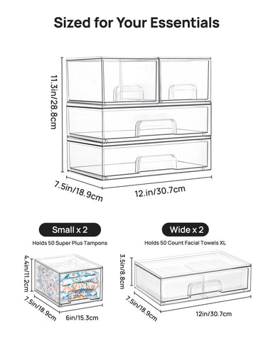 Vtopmart stackable drawers open view showing transparent bins