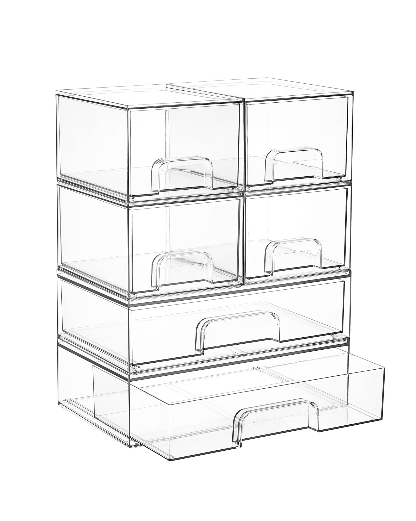 Vtopmart stackable drawers 6-pack viewed from the front for space-saving storage
