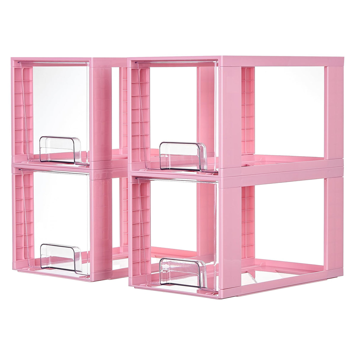 Vtopmart pink stackable drawers front view showing space-saving design