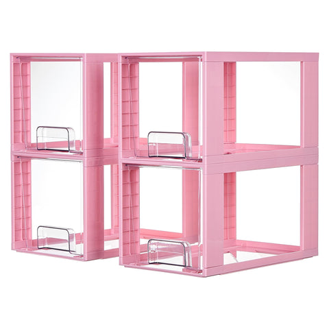 Vtopmart pink stackable drawers front view showing space-saving design