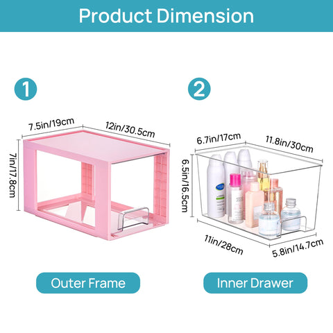 Vtopmart pink stackable drawer open for easy access and organization