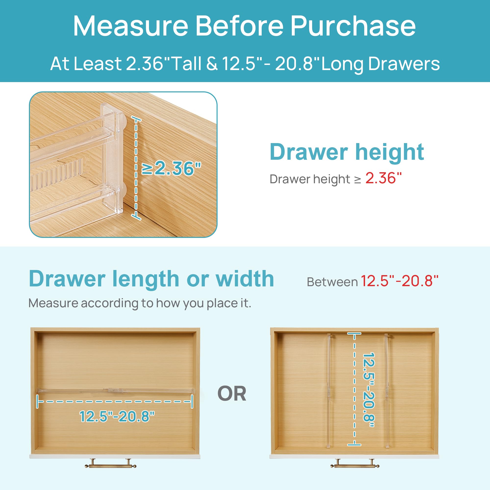 Vtopmart transparent plastic divider with silicone buffer protects drawers.