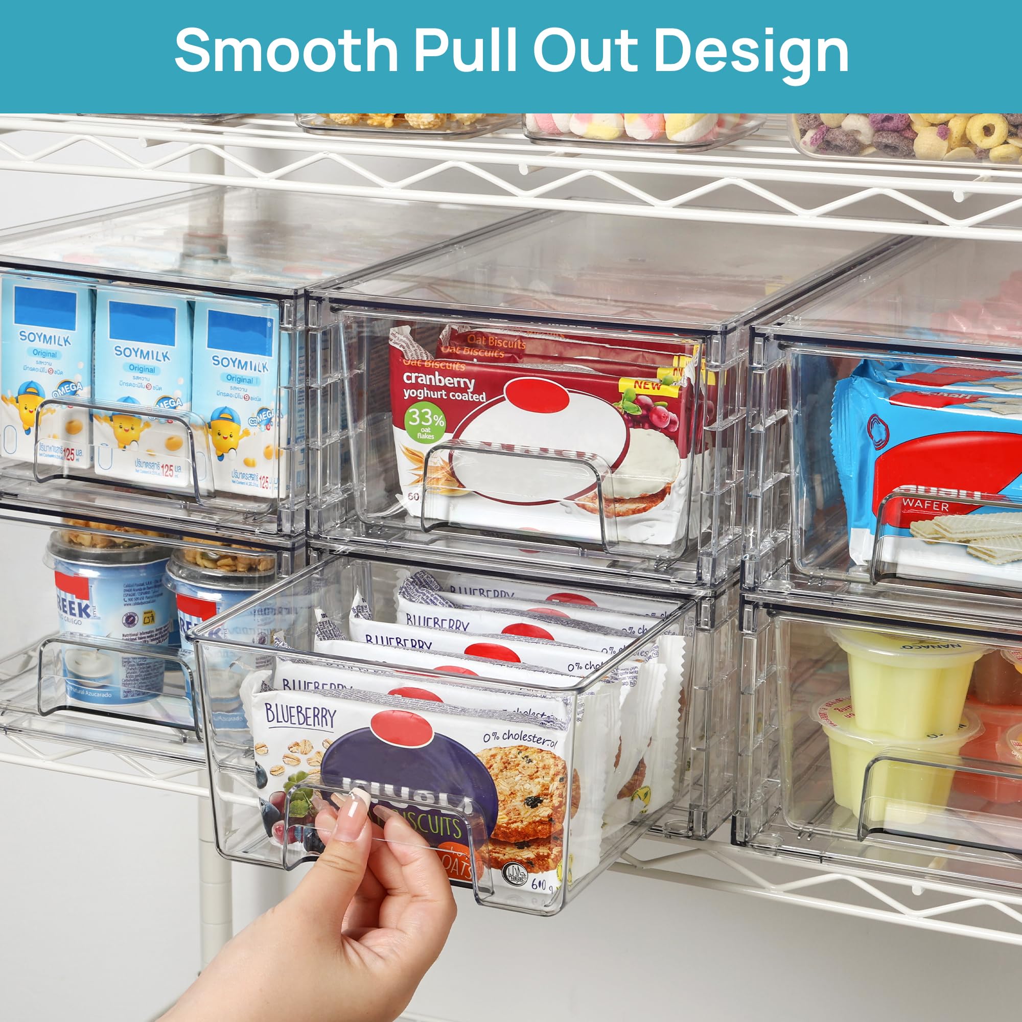 Vtopmart transparent bins show contents at a glance for quick finds.