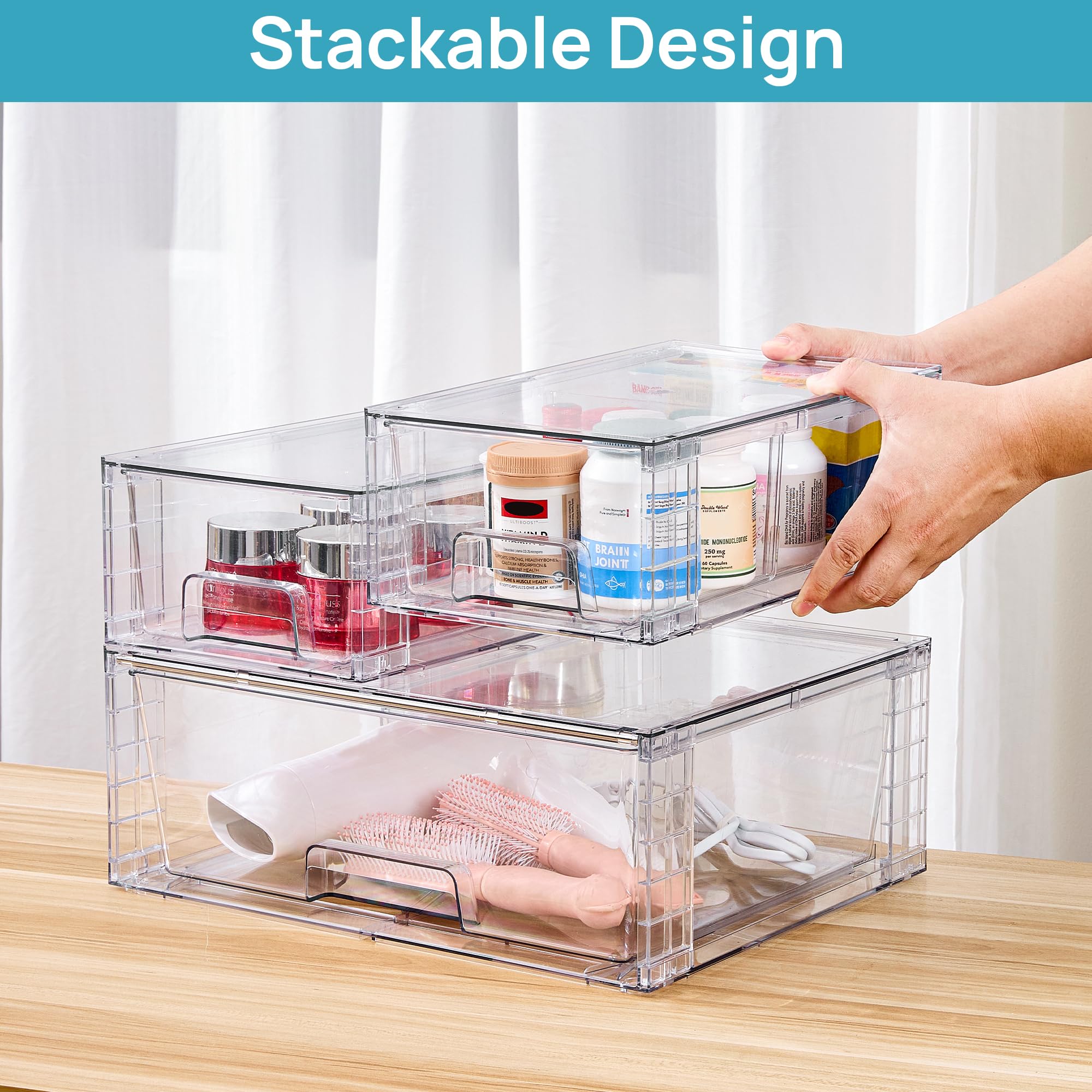 Vtopmart under-sink storage assembly demonstrates quick, tool-free installation.