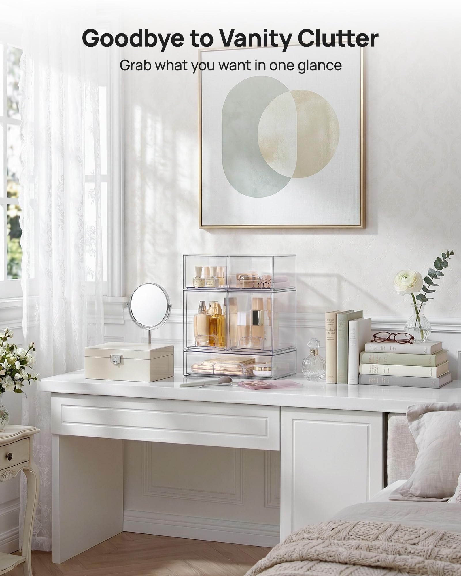 Vanity makeup storage using Vtopmart drawers