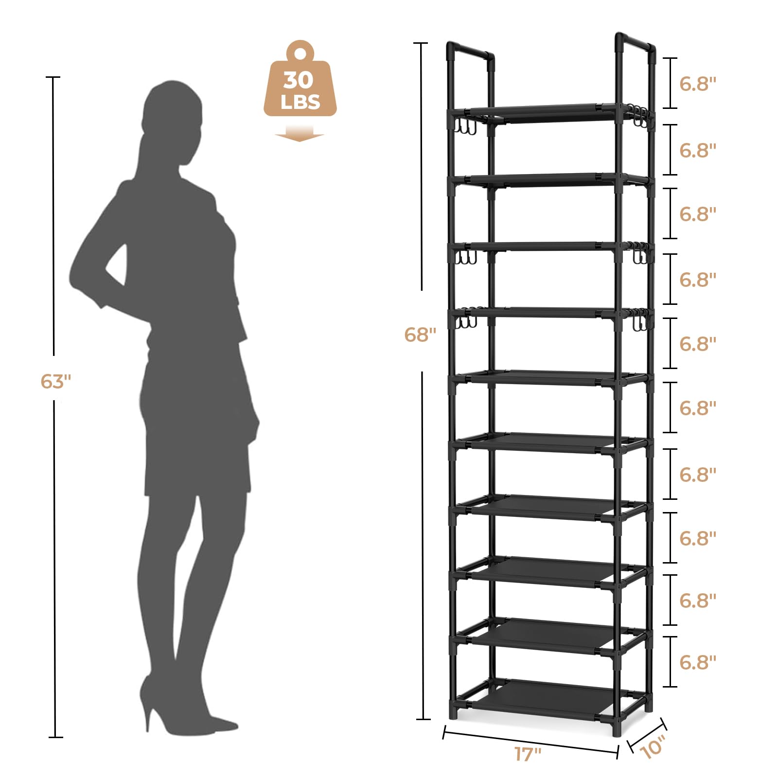 VTRIN 10-tier rack wide shot demonstrating ample capacity.