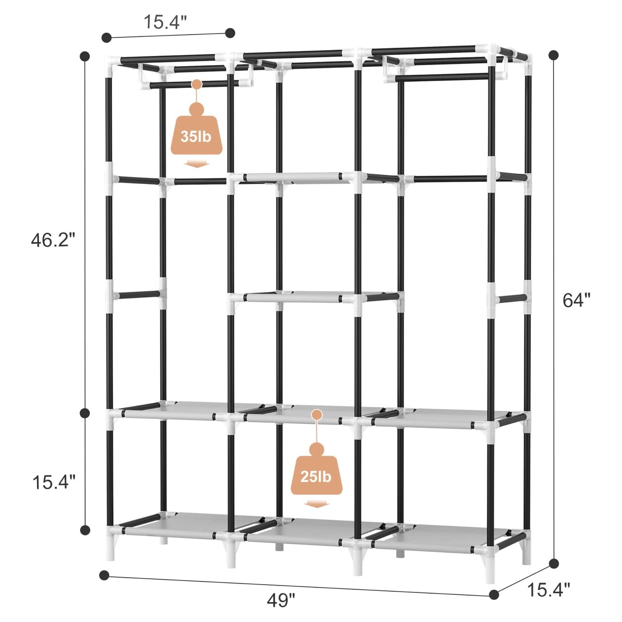 VTRIN closet cover detachable fabric protects clothes from dust.
