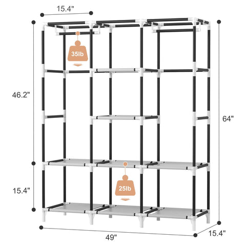 VTRIN closet cover detachable fabric protects clothes from dust.