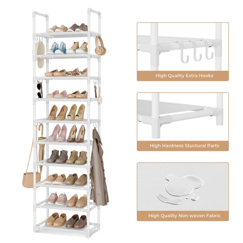VTRIN 18-hooks add versatile hanging storage for bags and umbrellas.