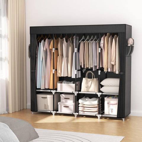 VTRIN portable closet showing hanging area suitable for dresses and coats.