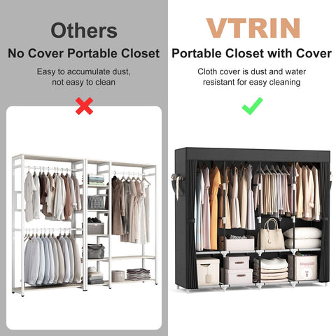 VTRIN portable closet with side pockets for small accessories.