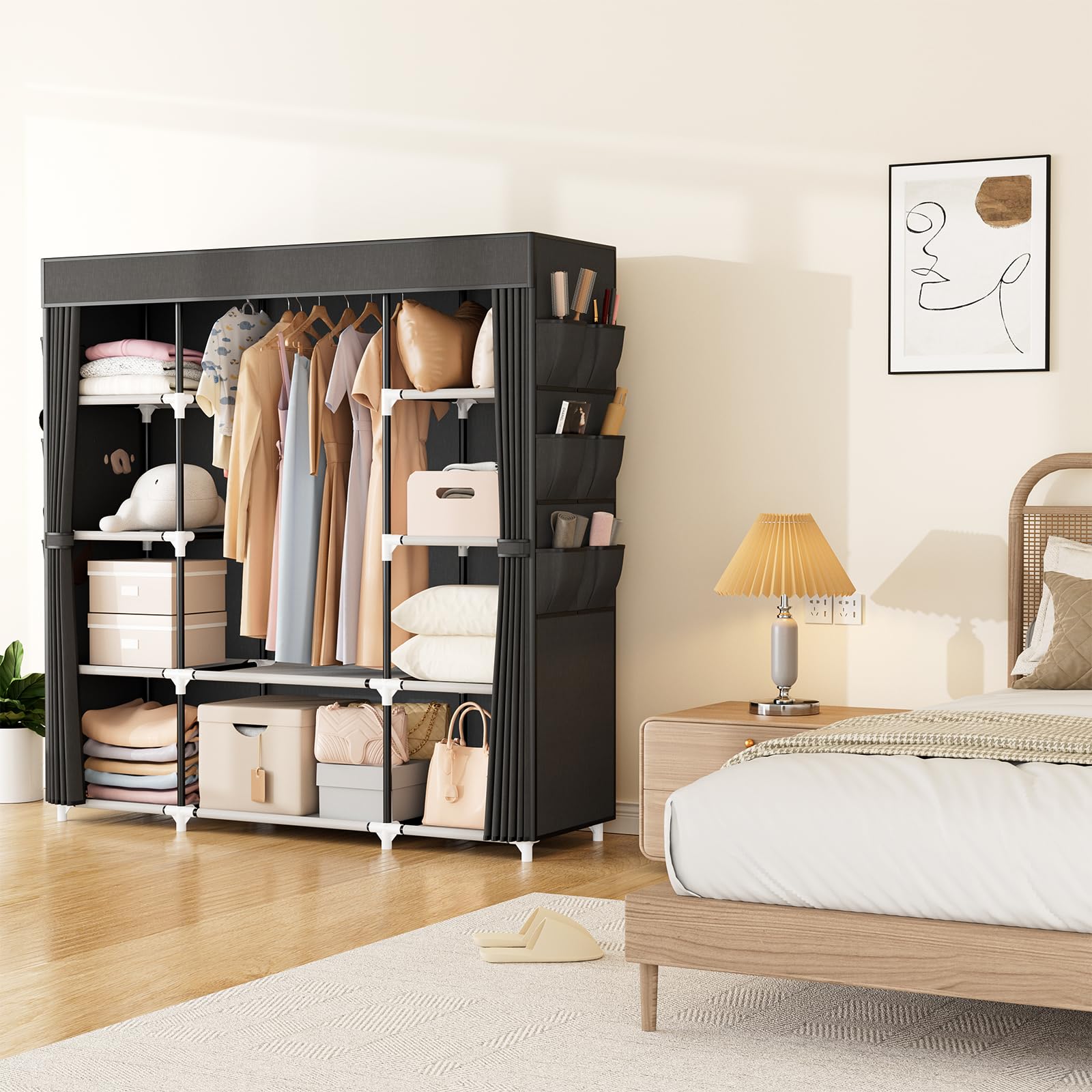 VTRIN portable closet thick metal tubes provide strong support
