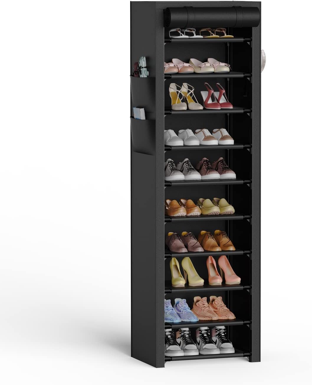 VTRIN 10-tier vertical shoe rack front view stores 20-22 pairs neatly.