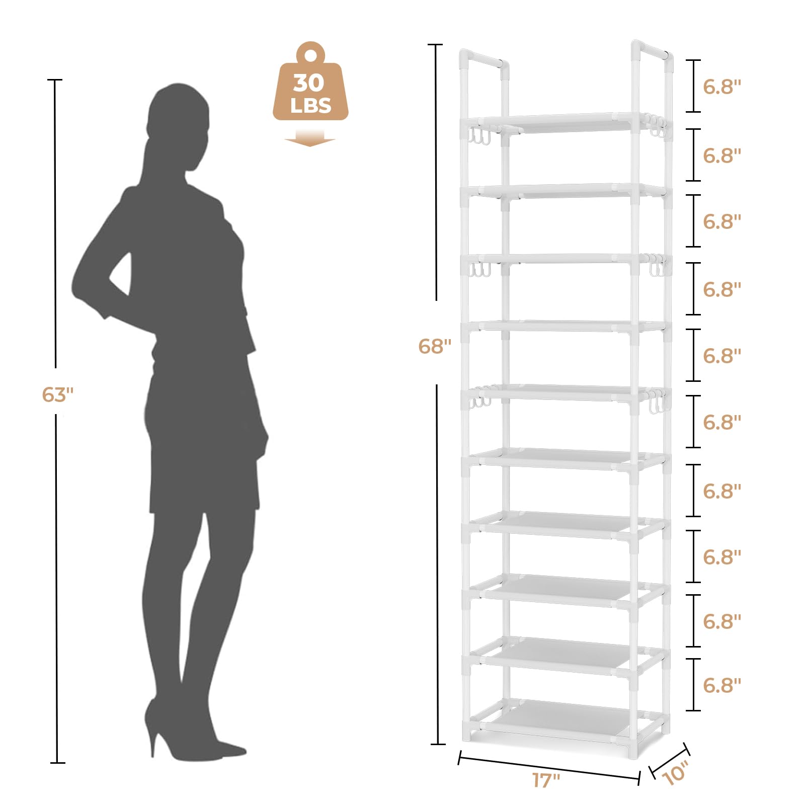 VTRIN stackable design fits behind doors for compact closets.