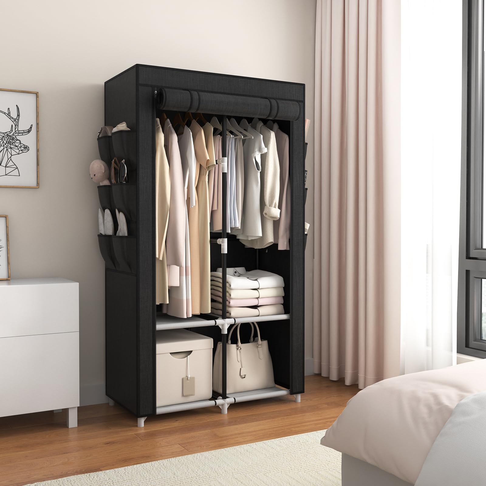 VTRIN wardrobe-full-setup demonstrates easy, tool-free assembly.